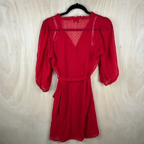 Nanette Lepore Sheer Red Dress Shell Only Size 6 Short Romantic Style - Picture 3 of 6